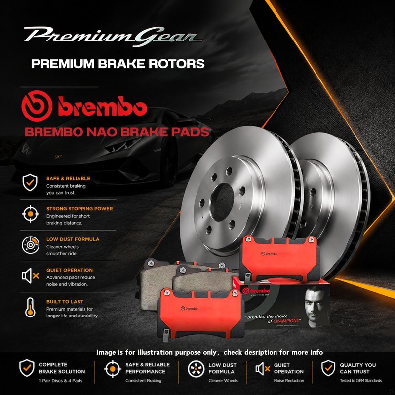Front Premium Disc Rotors+Brembo NAO Brake Pads 330mm for VW Touareg 7P5 10-18