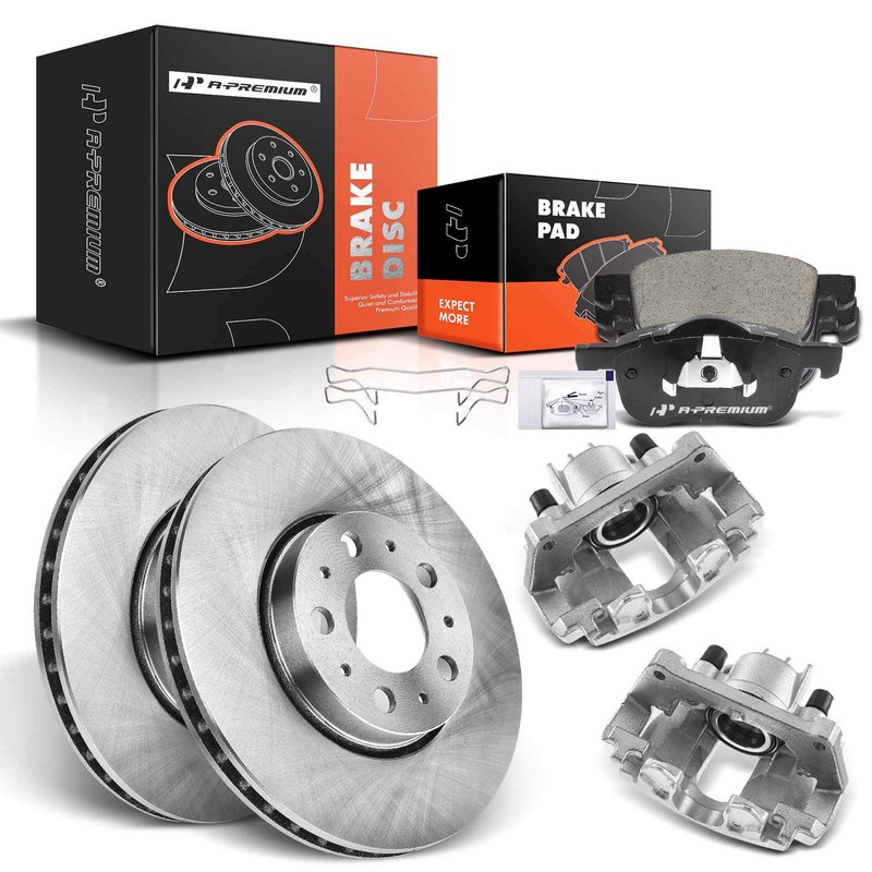 A-Premium 8x Front Drilled Brake Rotors & Pads + Calipers for Volvo S60 S80 V70