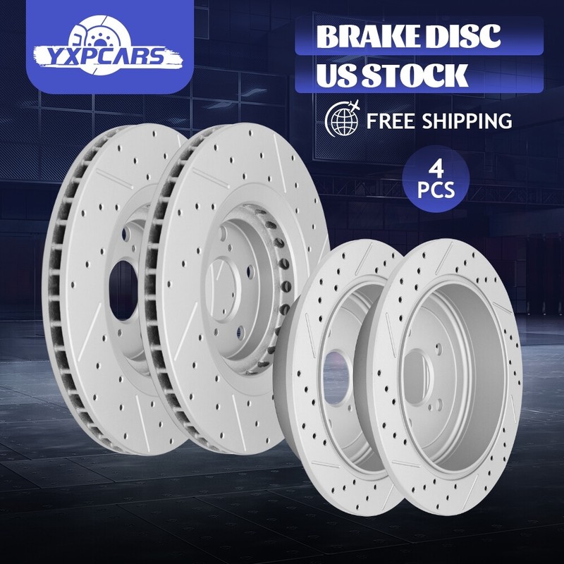 4pcs Front Rear Drilled Rotors Set for Toyota Sienna Highlander RX350 RX450h