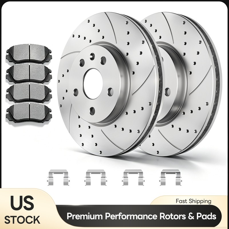 321mm Drilled Front Brake Rotors Discs Pads Kit Fit Chevy Equinox Impala MALIBU