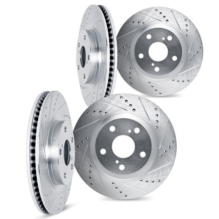 Dynamic Friction Company 7004-27051 Brake Rotors Drilled & Slotted Silver