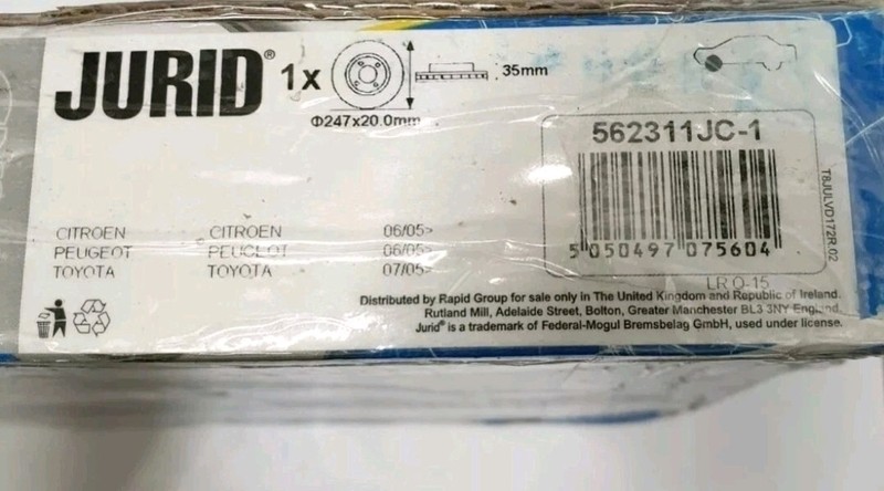 JURID 562311JC Brake Disc Vented, Coated, without bolts/screws gallery