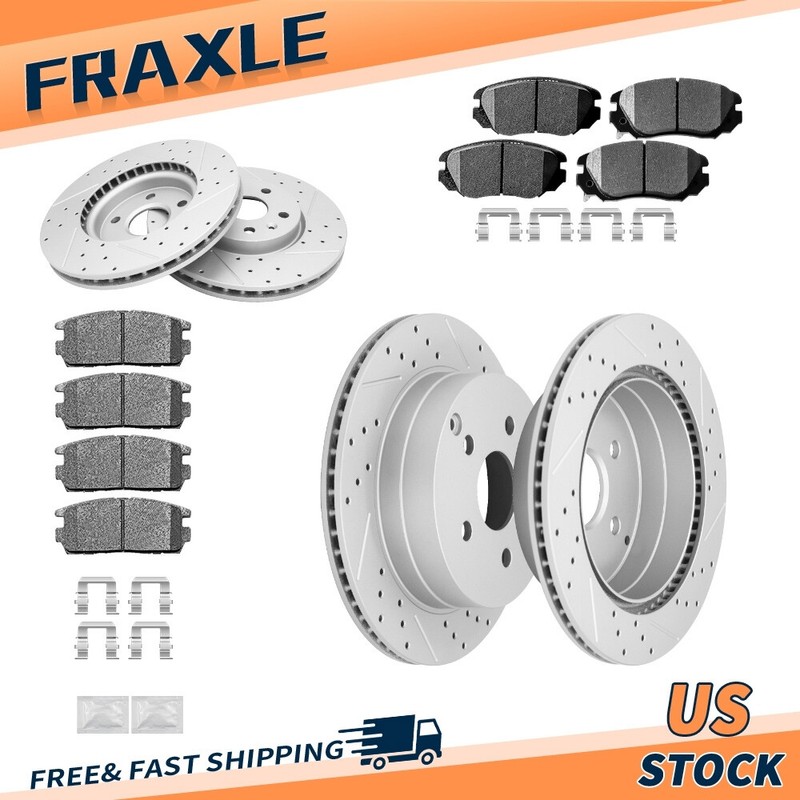 For 2010 – 2017 Gmc Terrain Chevy Equinox Front Rear Drilled Rotors Brake Pads