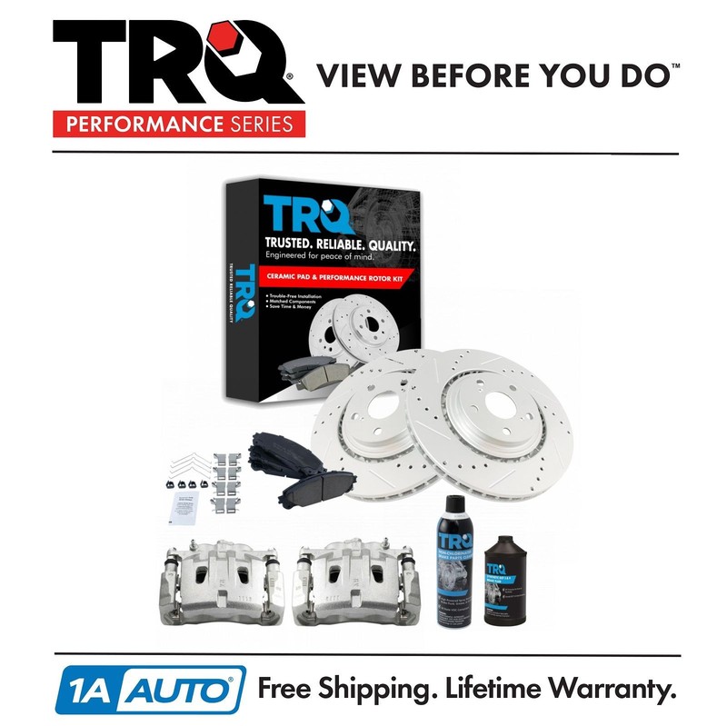 TRQ Performance Front Brake Calipers Pads & Rotors Fits 10-15 Lexus 10-18 Toyota