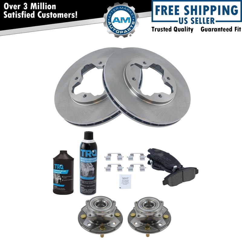Wheel Hub Premium Posi Ceramic Brake Pad Rotor Kit Front w/Chemicals