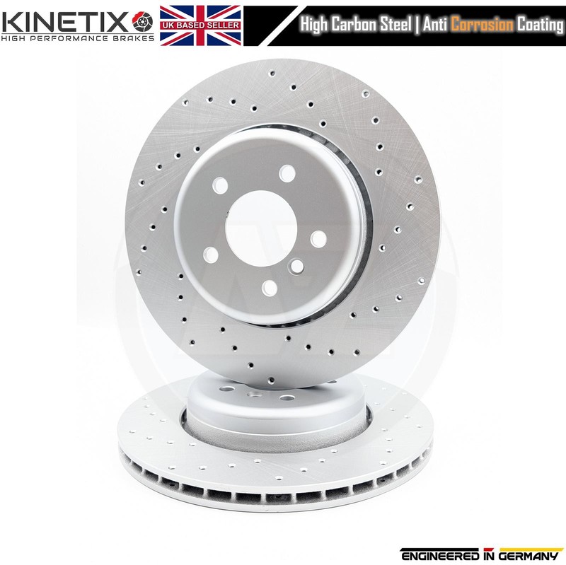 FOR BMW 5 6 SERIES E60 E61 E63 E64 REAR DRILLED BRAKE DISCS BREMBO PADS 345mm gallery