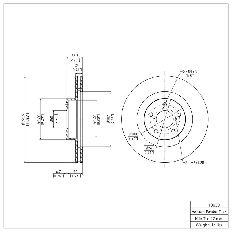 Front Disc Brake Rotor for Forester, Impreza, 9-2X, Baja+More (600-13033) gallery