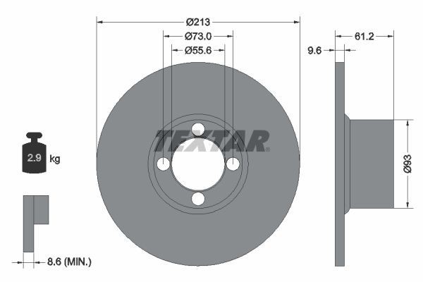 2X Textar 92092600 Front Brake Discs 213mm Solid Fits Austin Innocenti Minicord
