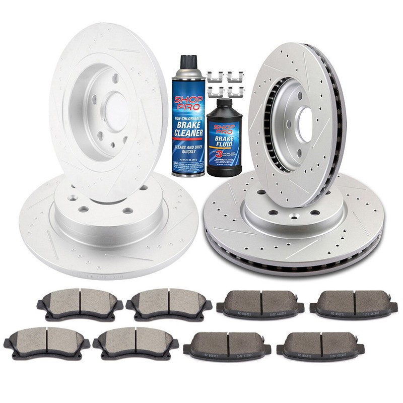 Brake Pads And Rotors Front + Rear For CHEVROLET CRUZE 2011 2012 2013 Drilled