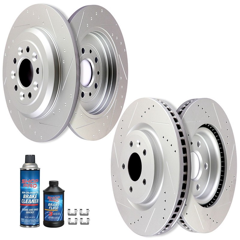 325mm Front & 330mm Rear Drilled Brake Rotors for Ford Explorer Taurus Flex MKT