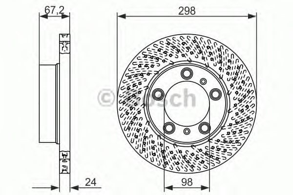 Bosch Brake Disc Single Front Right 298mm 98mm Perforated Vented 24mm 0986479675