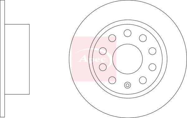 APEC DSK3495 Brake Disc Rear Solid Braking 253mm Diameter Fits Skoda Octavia
