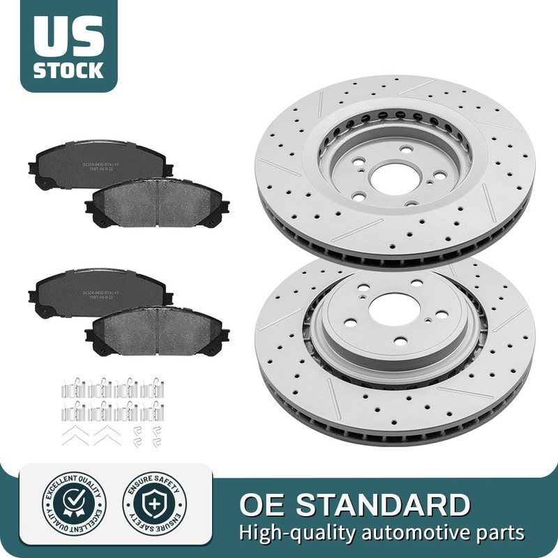 Front Drilled Slotted Disc Rotors Brake Pads for Toyota Highlander Lexus Rx350h
