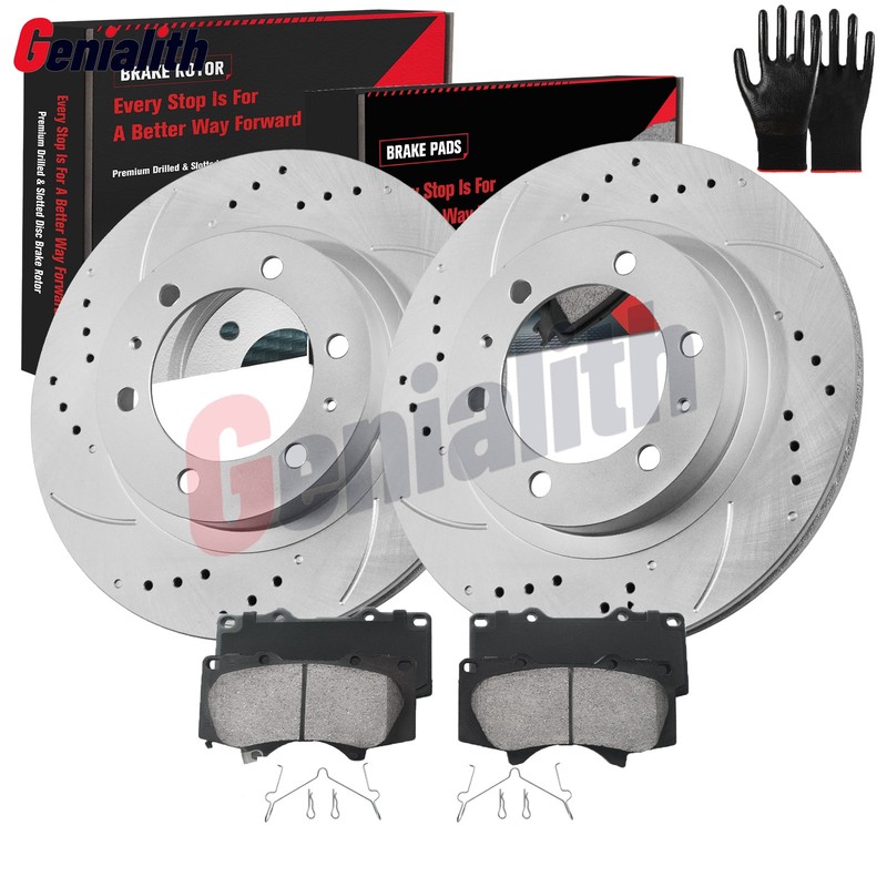 Front Drilled Rotors Ceramic Brake Pads Kits for 2007-2014 Toyota FJ Cruiser