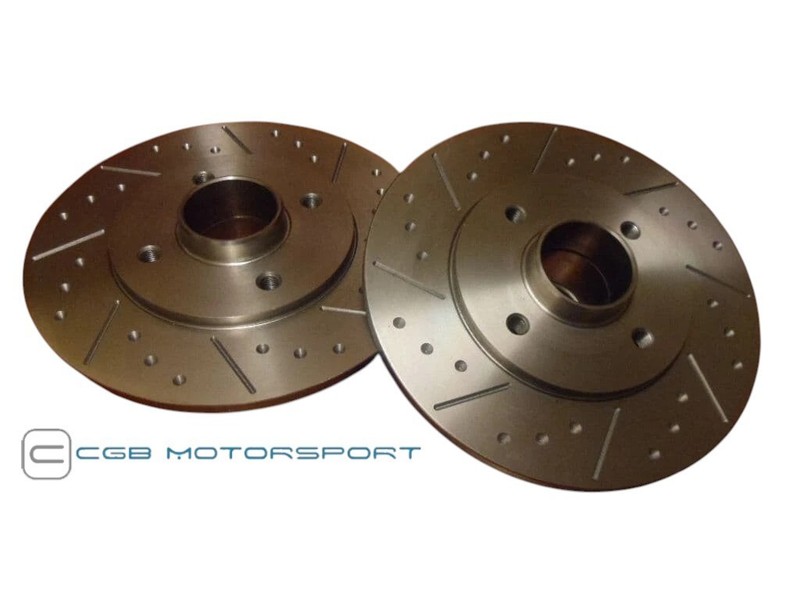 RENAULT 5 GT TURBO NEW REAR DIMPLED GROOVE BRAKE DISCS WITH BEARINGS