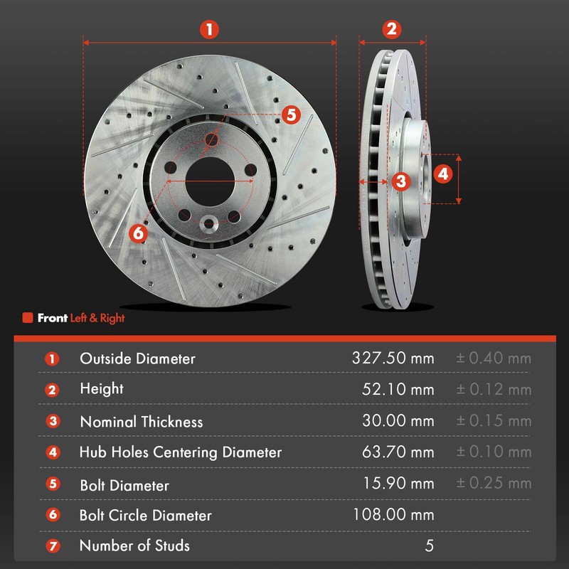 12x New Front & Rear Left & Right Drilled Rotor & Brake Pad for Volvo XC60 10-15 gallery