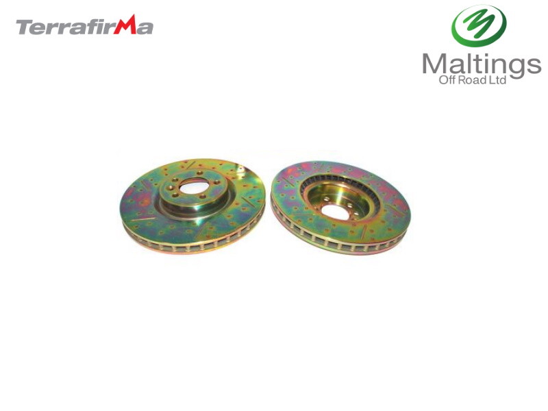 range rover sport 5.0 V8 SC drilled + grooved front brake discs LR016176CDG L320