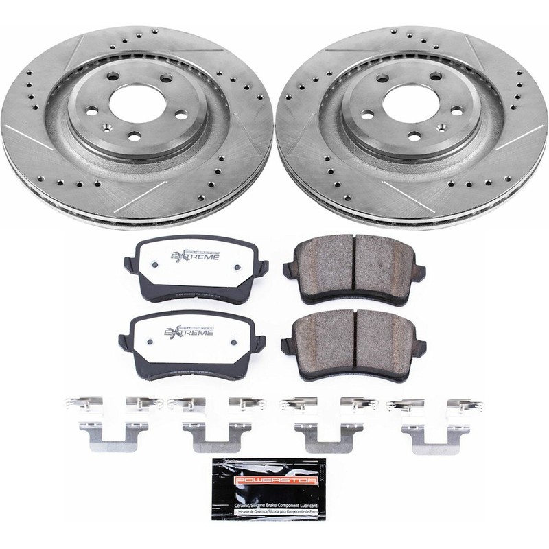 K4746-26 Powerstop 2-Wheel Set Brake Disc and Pad Kits Rear Coupe for Audi S4 S5 gallery