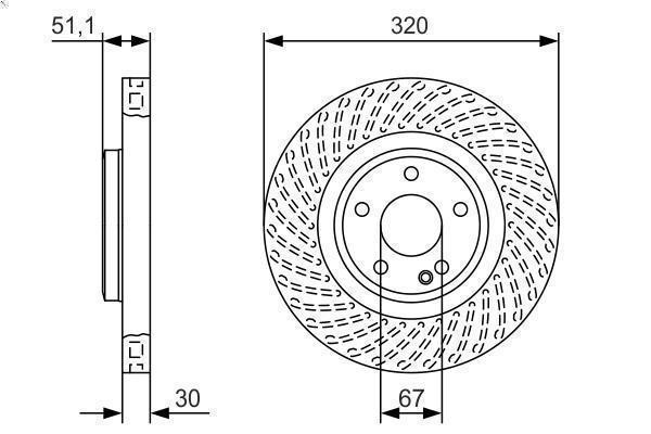 1x brake disc for Bosch 986 479 A59 for A-Class (W176) 2 2012-2018