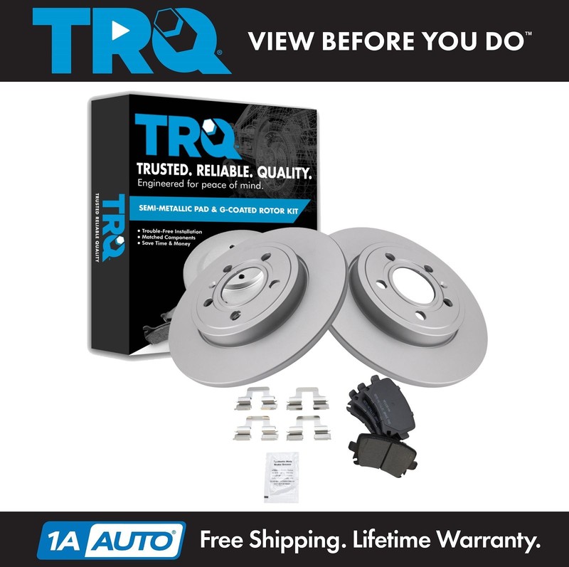 TRQ Rear Semi Metallic Brake Pad & 288mm Coated Rotor Kit Direct Fit for Audi A4