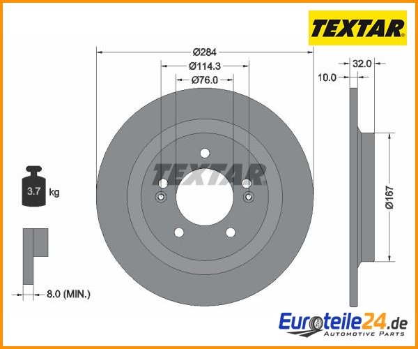 2pcs Brake Disc Pro Textar 92333303 for Hyundai