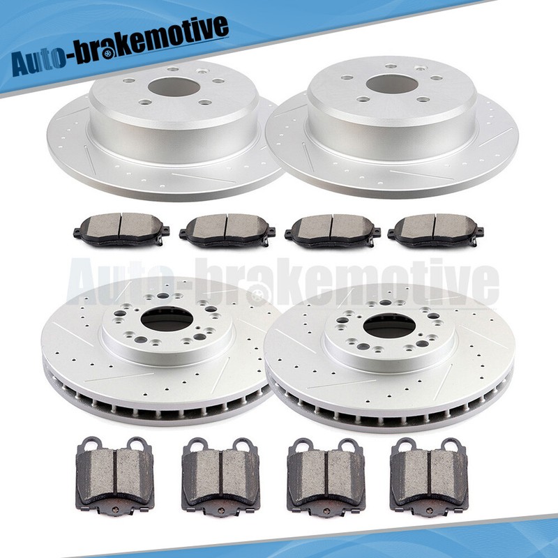 FRONT REAR DRILLED BRAKE ROTORS + CERAMIC PAD FOR LEXUS GS300 GS400 GS430 IS300