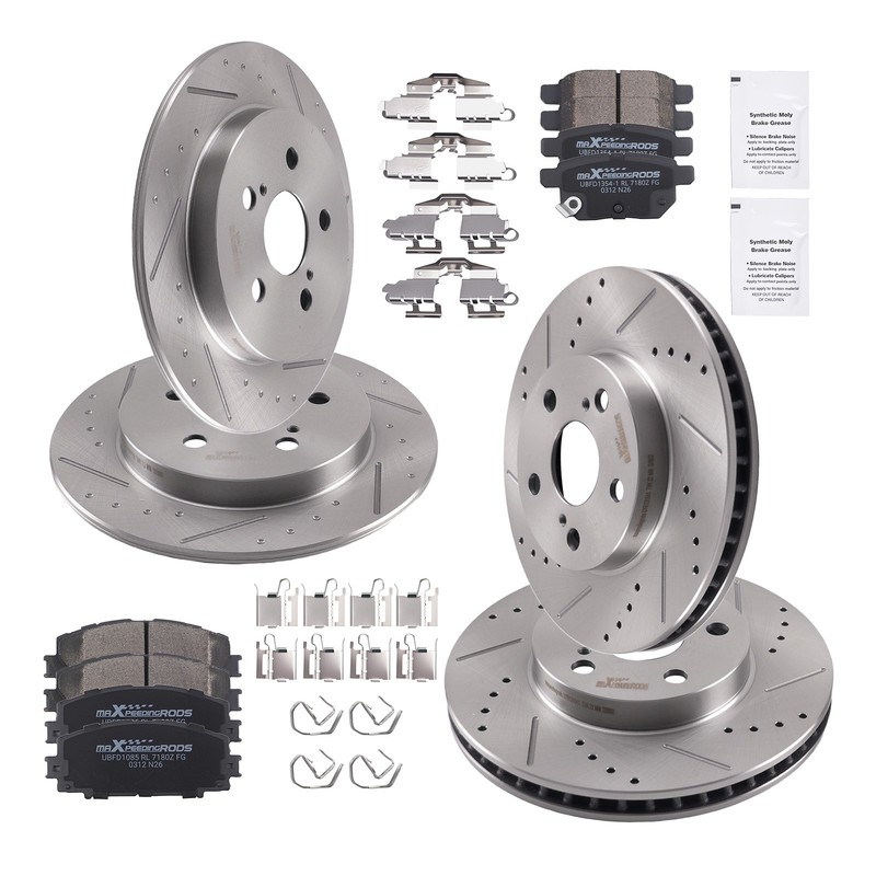 Front Rear Brake Rotors Ceramic Pads Kit for Lexus CT200h/Toyota Prius Plug-In