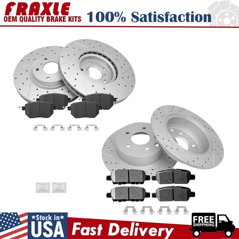 Front Rear Drilled Rotors+Brake Pads for Nissan Maxima 2004 2005 2006 2007 2008