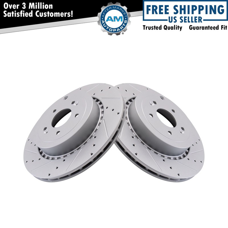 Performance Rear Brake Rotors Set Premium G-Coated Slotted Fits Genesis Kia