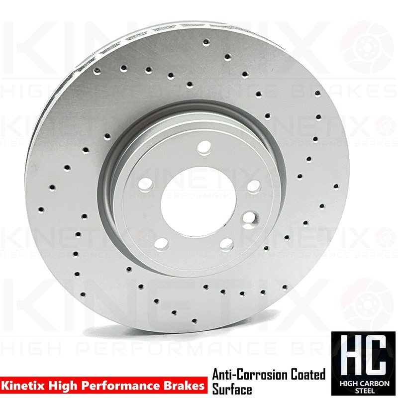 FOR RANGE ROVER SPORT 2.0 P400E DRILLED FRONT BRAKE DISCS BREMBO PADS 2017-2023 gallery