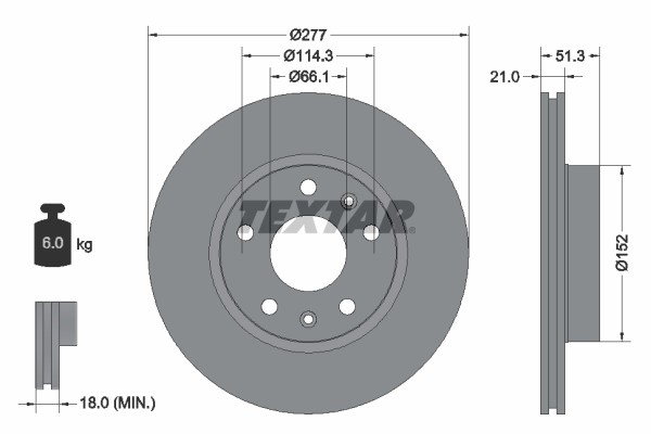 Textar 92115703 Brake Disc for Land Rover