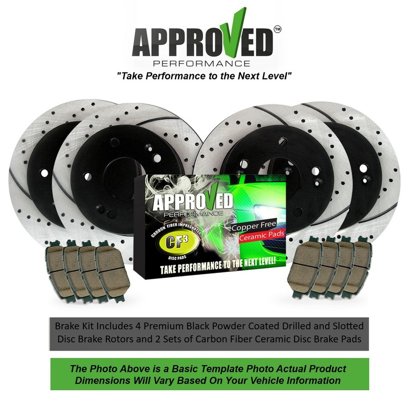 Front & Rear Drilled/Slotted Rotors & Ceramic Pads Fits 13-16 Escape 1.6 2.5 FWD