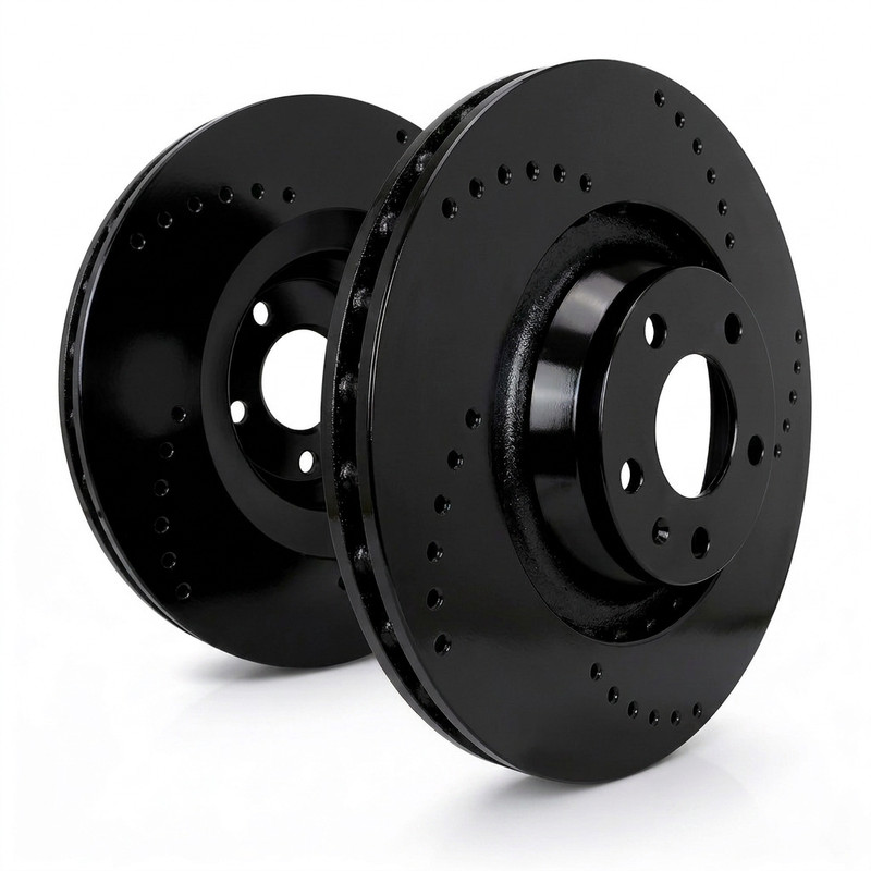 SP Performance C66018C-B Cross Drilled BLK Zinc Front Rotors 91-94 Chevy C3500HD