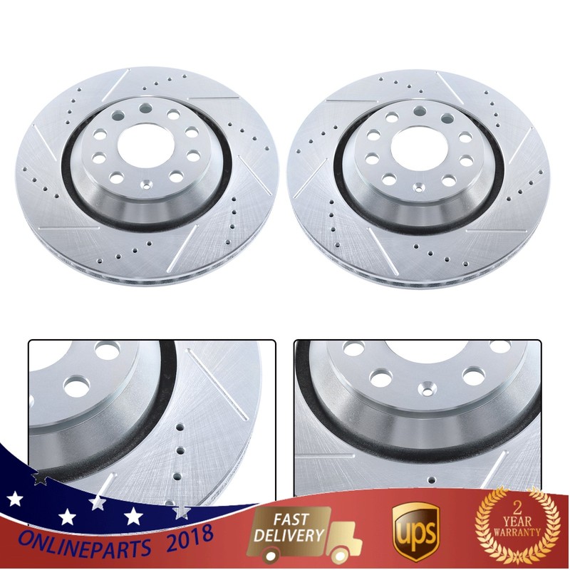 Drilled Brake Rotor & Ceramic Brake Pad For Volkswagen Golf R 2015-2019 gallery