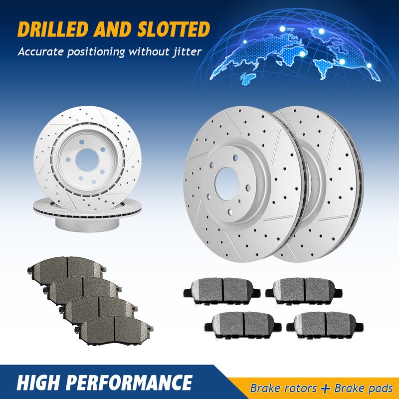 Front & Rear Brake Rotors & Ceramic Pads For Nissan 370Z Infiniti G37 M35 M45