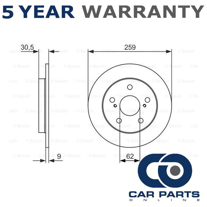 Brake Disc Rear CPO Fits Toyota Auris 2010-2012 1.8 4243112260 4243102190