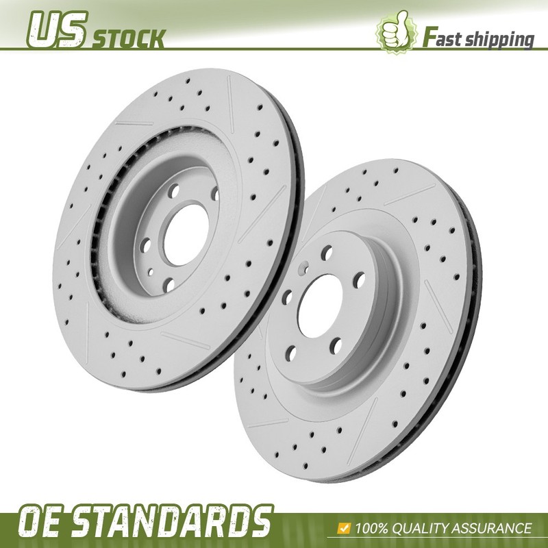320mm Vented Rear Drilled Disc Brake Rotors Set for Volvo XC90 XC60 S90 S60