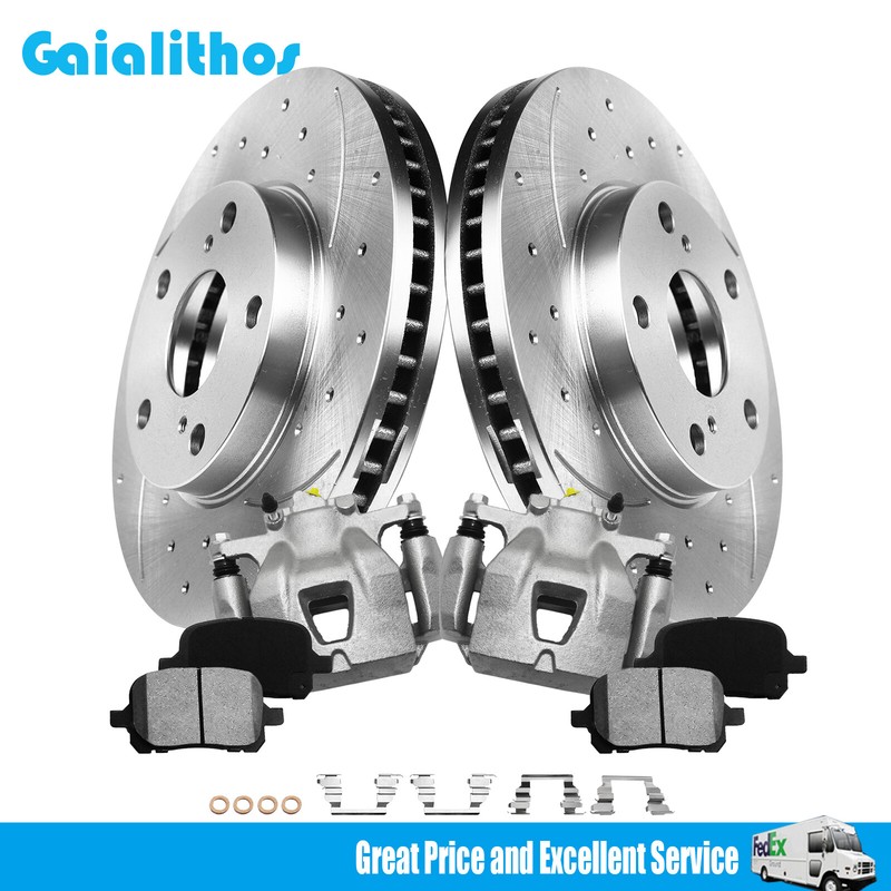 Front Disc Brake Rotor & Pad + Brake Caliper for Toyota Avalon 98-04 Lexus ES300