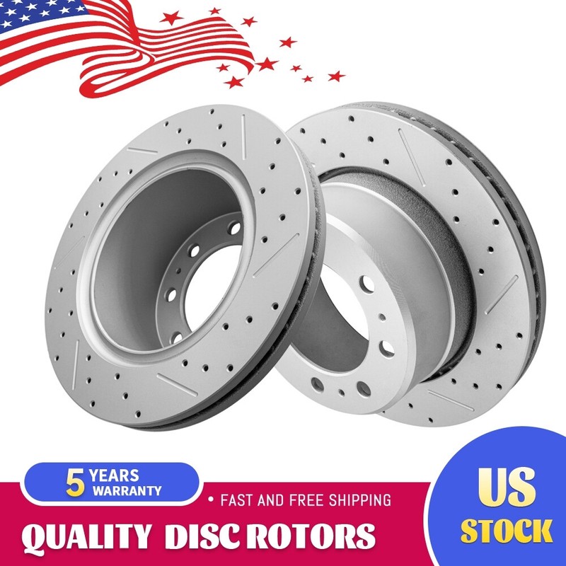 2x Rear Drilled Disc Brake Rotors For Dodge Ram 2500 3500 1500