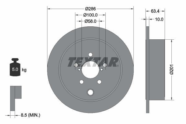 2x Brake Discs Set Rear Solid 286mm Diameter Fits Subaru Toyota TEXTAR 92200000 gallery