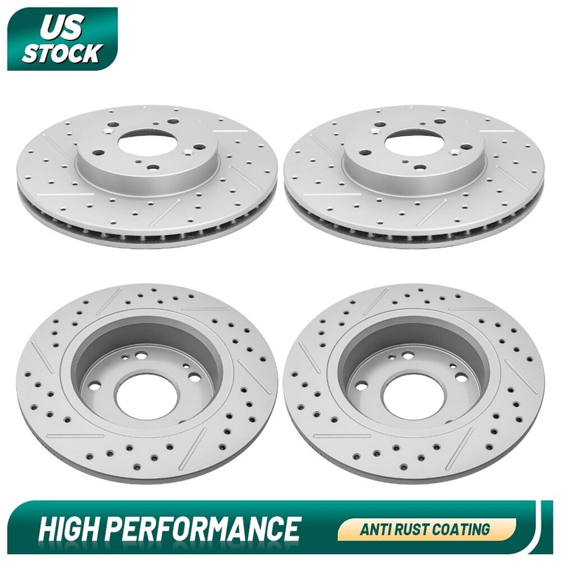 For Honda Accord 2003 2004 2005 2006 2007 Front & Rear Drilled Disc Brake Rotors