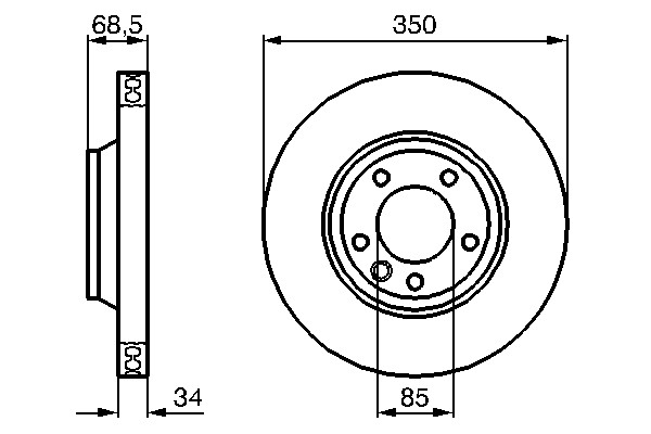 Brake Disc Single Vented fits PORSCHE CAYENNE 92A 4.2D Front Left 12 to 14 350mm gallery