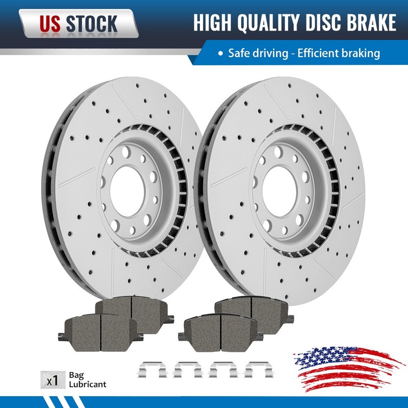305mm Front Drilled Brake Rotors + Pads Kits for Fiat 500X Jeep Compass Renegade
