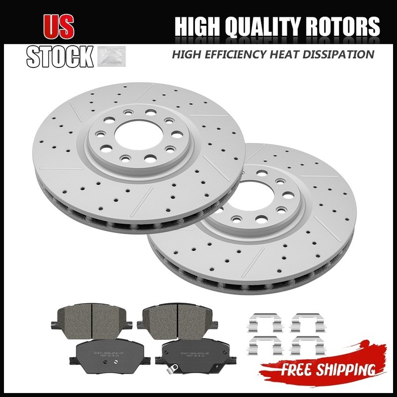 Front Drilled Brake Rotors & Ceramic Pads for Jeep Compass Renegade Fiat 500X