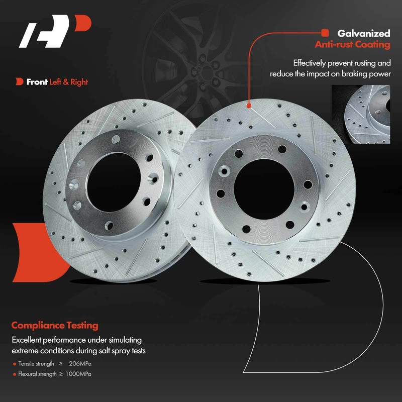 A-Premium Front Side Drilled Brake Rotors for Kia Sedona 06-12 Hyundai Entourage gallery