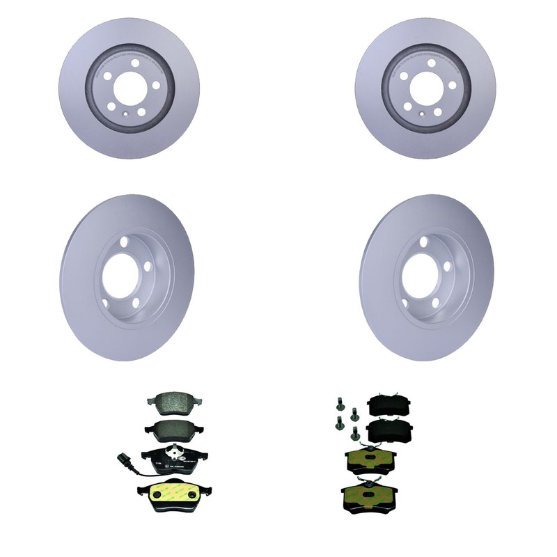Hella Front & Rear Rotors Low-Met Disc Brake Pad Kit For Volkswagen Jetta 99-05