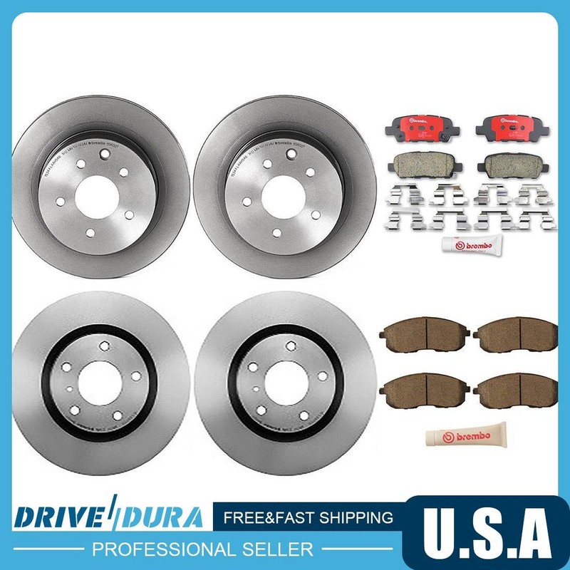Brembo Front and Rear Disc Brake Rotors Ceramic Brake Pads for 1993 BMW 325is