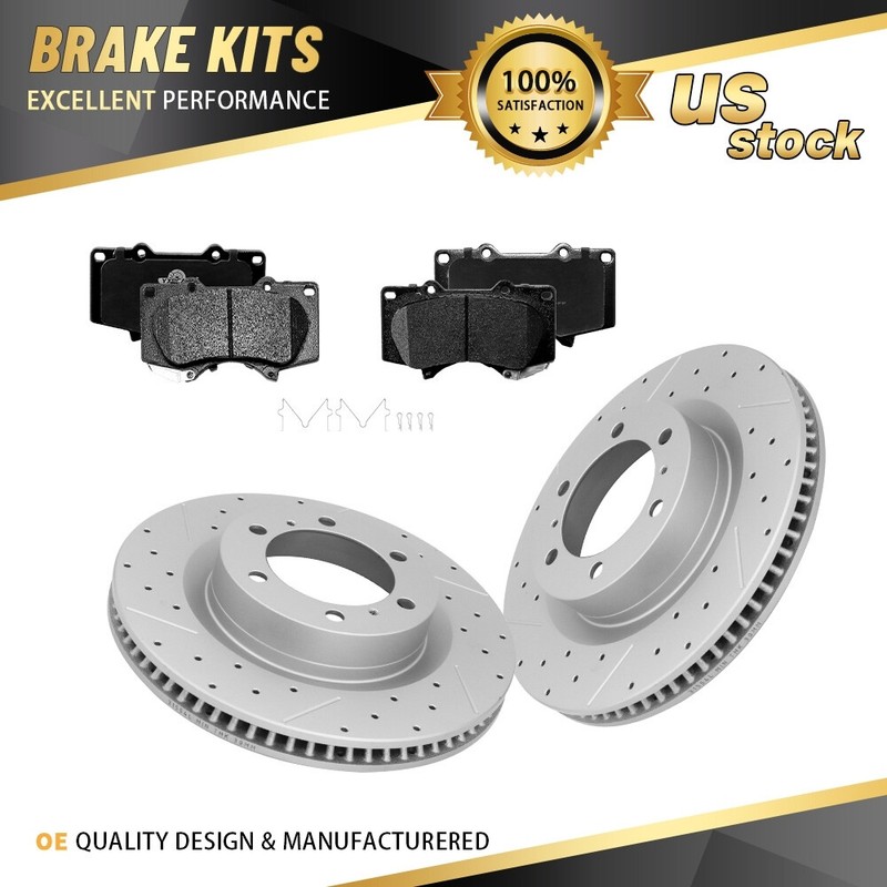 Front Disc Brake Rotors and Ceramic Brake Pads for 2010-2020 Toyota 4Runner