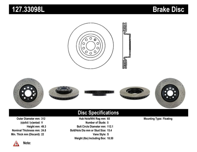 StopTech Front Left Disc Brake Rotor for 2005 – 2019 Seat / Audi / Volkswagen