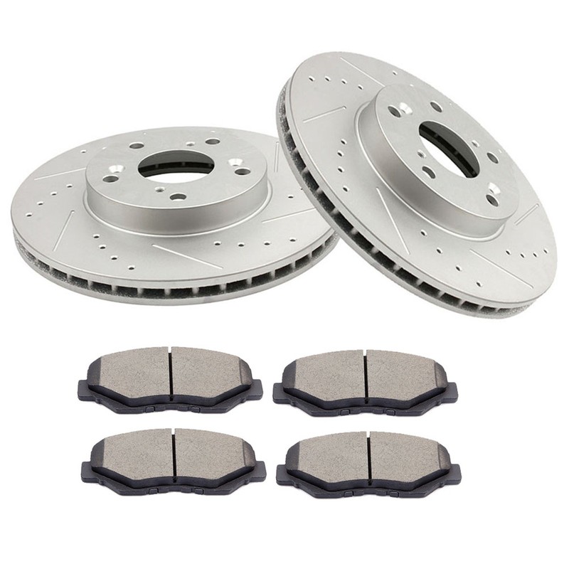 Front Ceramic Brake Pads And Rotors For Honda CR-V EX LX Drilled+Slotted
